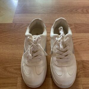 White Lace-Up Sneakers